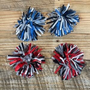 4x Build A Bear Workshop BABW Blue Red Cheerleader Pom Poms Plush Accessory LOT